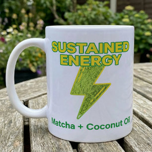 Caneca De Café Receita de Energia Sustentada com Matcha e Óleo de