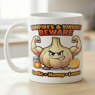 Caneca De Café Receita de Gripe com Mel de Alho e Limão para Afug
