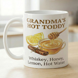 Caneca De Café Receita de Hot Toddy da Vovó em Aquarela Morna
