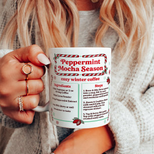 Caneca De Café Receita de Mocha de Hortelã-Pimenta de Inverno
