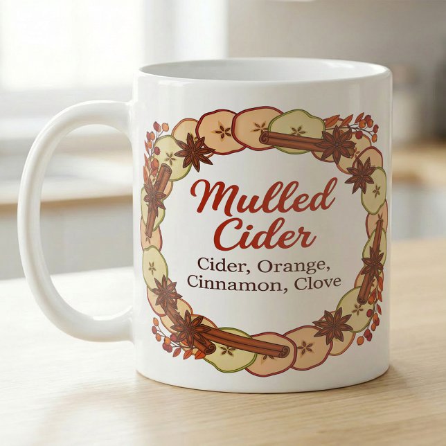 Caneca De Café Receita de Natal de Círculo de Cider Quente (Criador carregado)