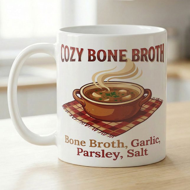 Caneca De Café Receita de Sopa de Caldo de Osso Aconchegante (Criador carregado)