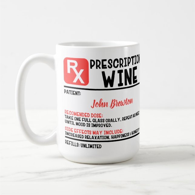 Caneca De Café Receita de vinho personalizada e engraçado (Esquerda)