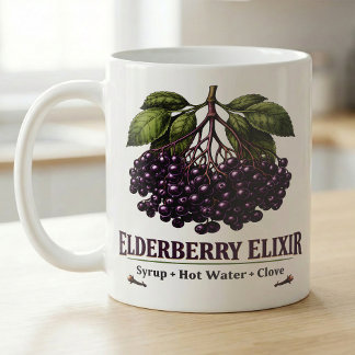 Caneca De Café Receita de Xarope de Sabugueiro Arte Botânica Vint