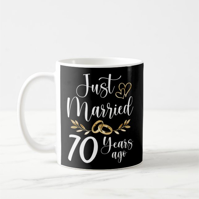 Caneca De Café Recem casados 70 Casado 70 Anos Atrás Casando Ann (Esquerda)