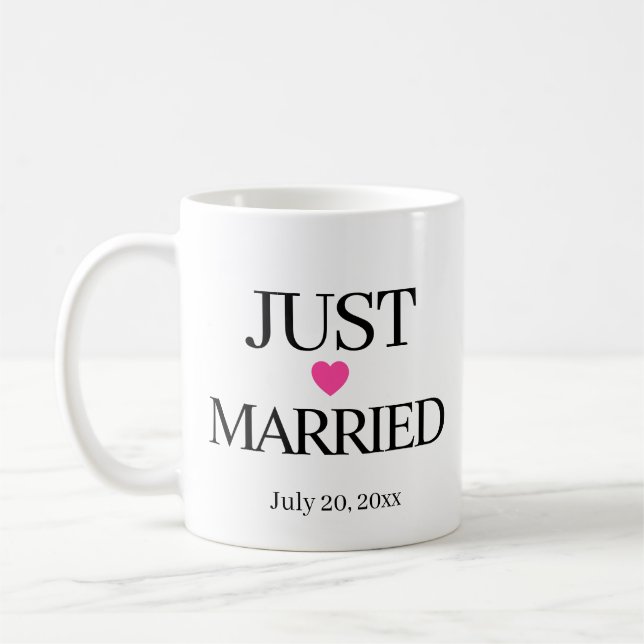 Caneca De Café Recém-Casados com Data Personalizada  (Esquerda)