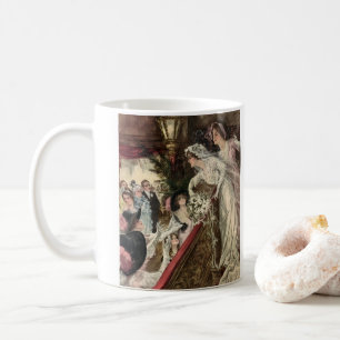 Caneca De Café Recém-casados Vintage, Noiva Vitoriana Lançando Bu