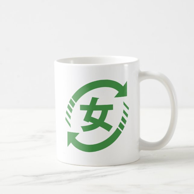Caneca De Café Reciclar Japonês Girls | Símbolo Kanji Nihongo (Direita)
