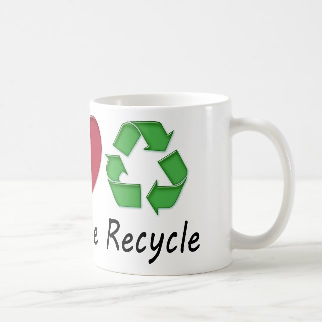 Caneca De Café Reciclar Peace Love (Direita)