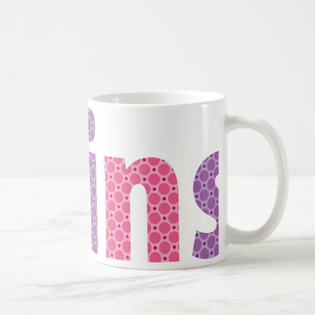 Caneca De Café RECOLHA DE GÊMEOS - raparigas {violet + rosa} (Direita)