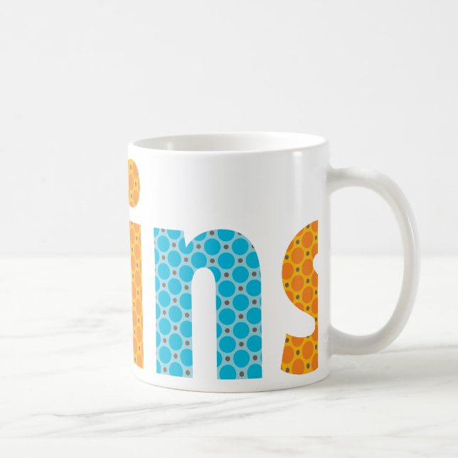 Caneca De Café RECOLHA DE GÊMEOS - rapazes {laranja + aqua} (Direita)