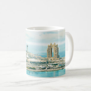 Caneca De Café Recordo de Viagem em Aquarela da Silhueta de Abu D