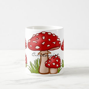 Caneca De Café Red Amanita Mushrooms Thunder_Cove
