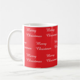 Caneca De Café Red back ground with Merry Christmas repeated 