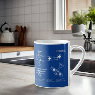 Caneca De Café Red Baron Fokker Dr. 1 - Avião Blueprint AD