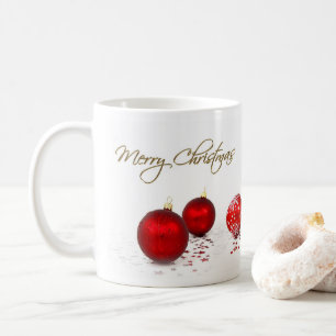 Caneca De Café Red Baubles Merry Christmas Mug