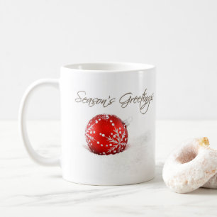 Caneca De Café Red Baubles Season dá as saudações