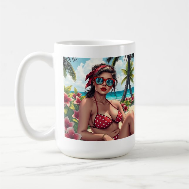 Caneca De Café Red Bikini, óculos de sol e mulher Bandana (Esquerda)