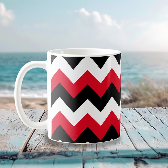 Caneca De Café Red Black and White Zigzag (Red Black and White Zigzag Coffee Mug)