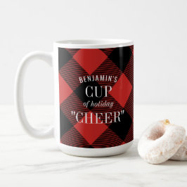 Caneca De Café Red Black Buffalo Check Xadrez Engraçado Natal