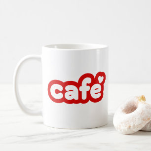 Caneca De Café Red "Café" Mug com Detalhes do Coração