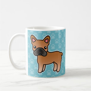 Caneca De Café Red Cartoon French Buldogue