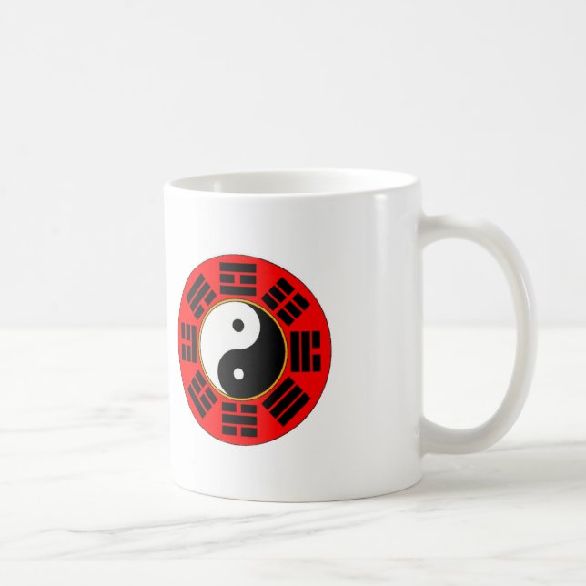 Caneca De Café Red Chinese Harmony Bagua Trigram Yin Yang (Direita)