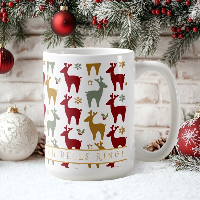 Caneca De Café Red Christmas Reindeer Pattern#12 ID1009 (Criador carregado)