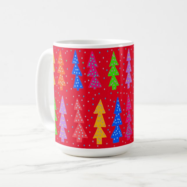 Caneca De Café Red Christmas Tree Pop Art (Frente Esquerda)