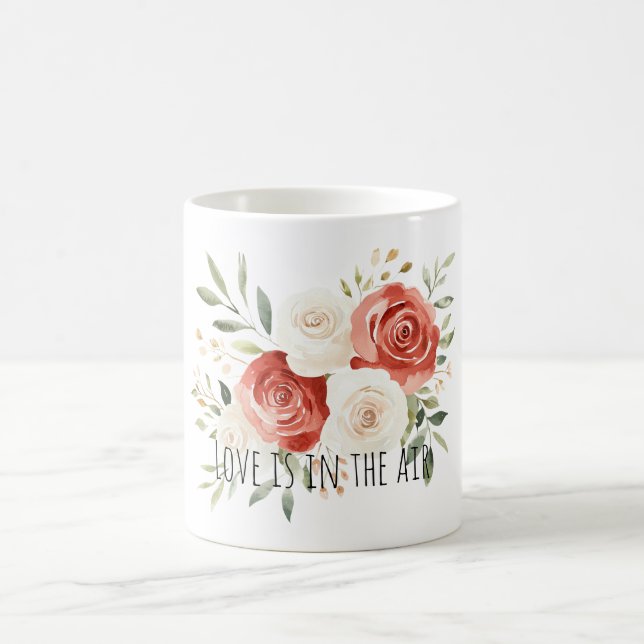 Caneca De Café Red Cream Roses Floral Love (Centro)