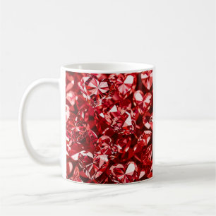 Caneca De Café Red Crystal Diamond Hearts
