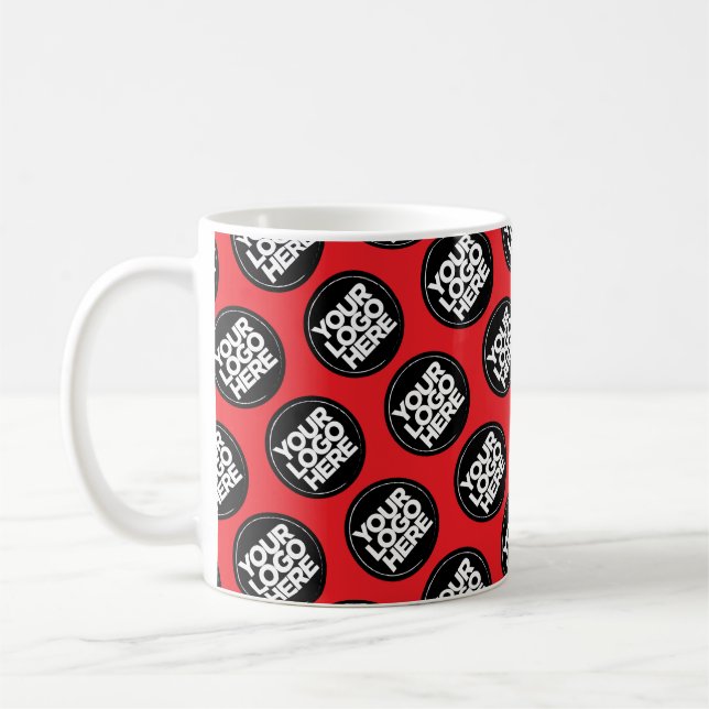 Caneca De Café Red Custom logo business pattern employee (Esquerda)