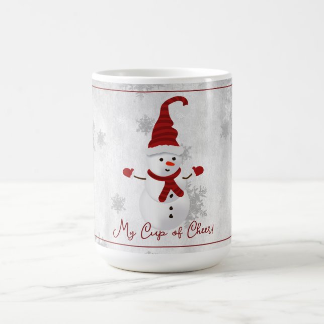 Caneca De Café Red Cute Snowman Holiday Mug (Centro)