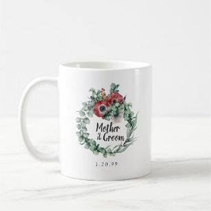 Caneca De Café Red Floral Eucalyptus Mãe do Groom