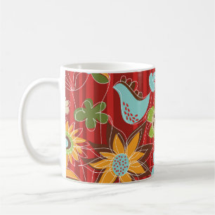 Caneca De Café Red Floral Garden Mug