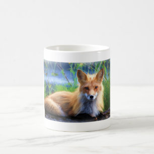 Caneca De Café Red Fox Lay in Grass Scenic Wildlife