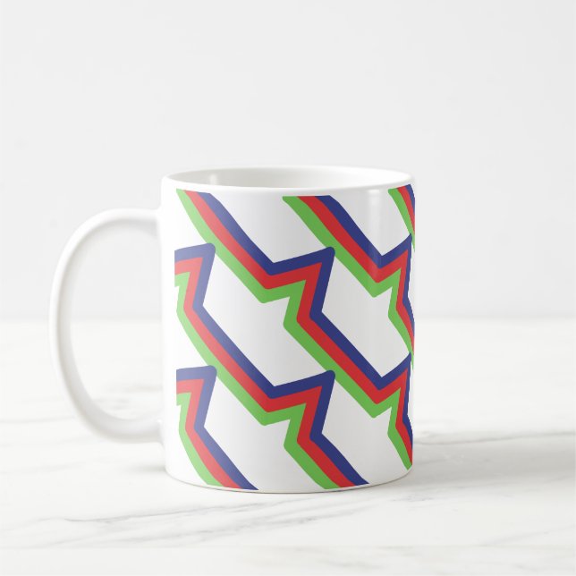 Caneca De Café Red Green Blue Striped (Esquerda)
