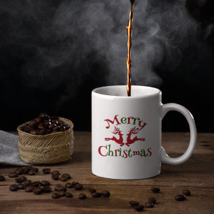 Caneca De Café Red Green Felry Reindeer de Natal