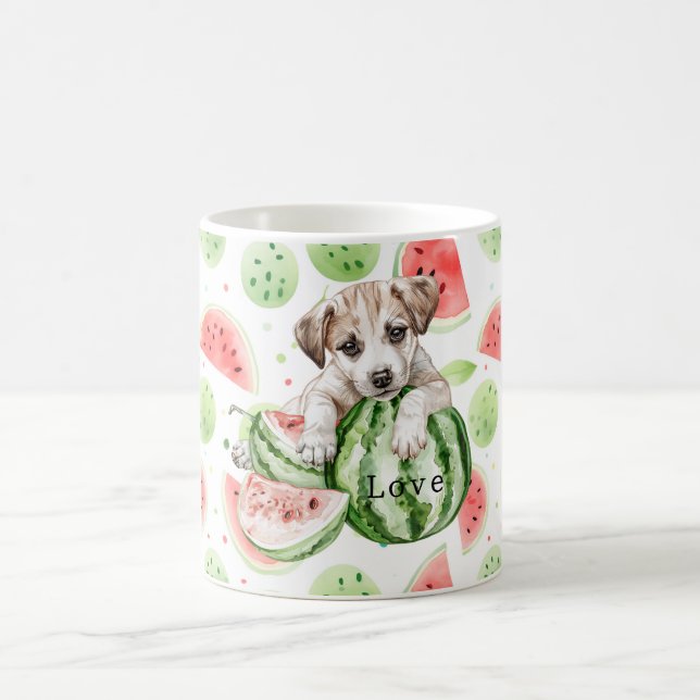 Caneca De Café Red Green White Watermelons Dog   (Centro)