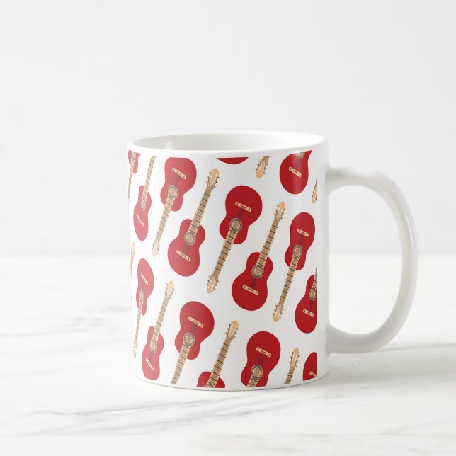 Caneca De Café Red Guitar Pattern (Direita)