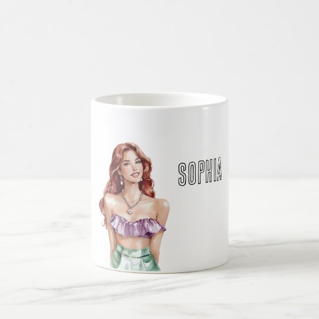 Caneca De Café Red Hair Female Purple Top (Centro)