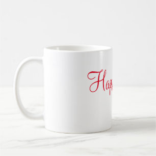 Caneca De Café Red Happy vibe simples caligrafia mínima