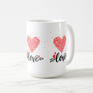 Caneca De Café Red Heart Adora a tipografia moderna