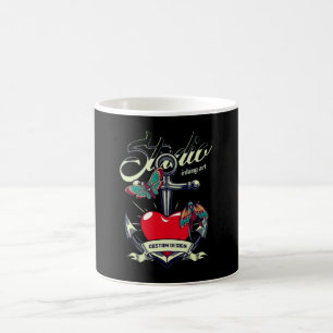 Caneca De Café Red Heart & Butterflies Studio Inking Art