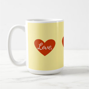 Caneca De Café Red Heart Love Personalizável