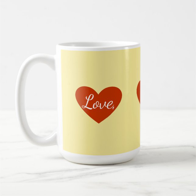 Caneca De Café Red Heart Love Personalizável (Esquerda)