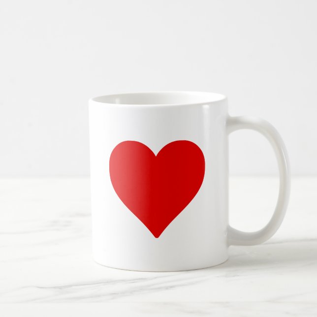 Caneca De Café Red Heart Shape Love Classic Simple Minimalism (Direita)