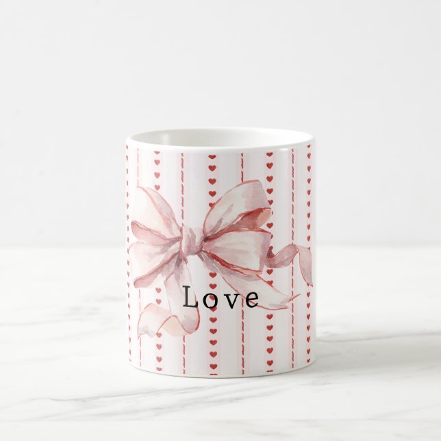 Caneca De Café Red Hearts Blush Pink Bow (Centro)