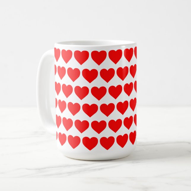 Caneca De Café Red Hearts design pattern valentine love (Frente Esquerda)