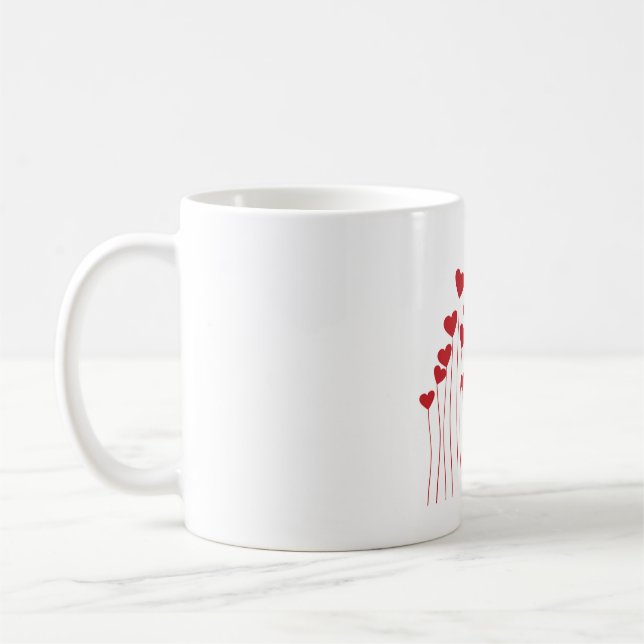 Caneca De Café Red Hearts Romantic Mug – Love Gift for Couples (Esquerda)